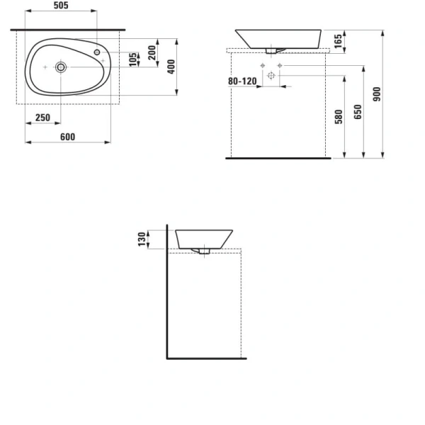 Раковина накладная Laufen Palomba 8.1680.3 Hanex