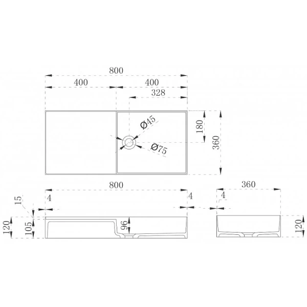 Раковина Abber Stein 80 см белая матовая AS2648 Hanex