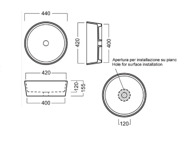 Раковина Hatria Happy Hour YXSP01 44х44 см Hanex