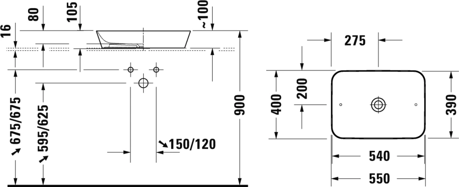 Раковина Duravit Cape Cod 55 см белая 2347550000 Hanex