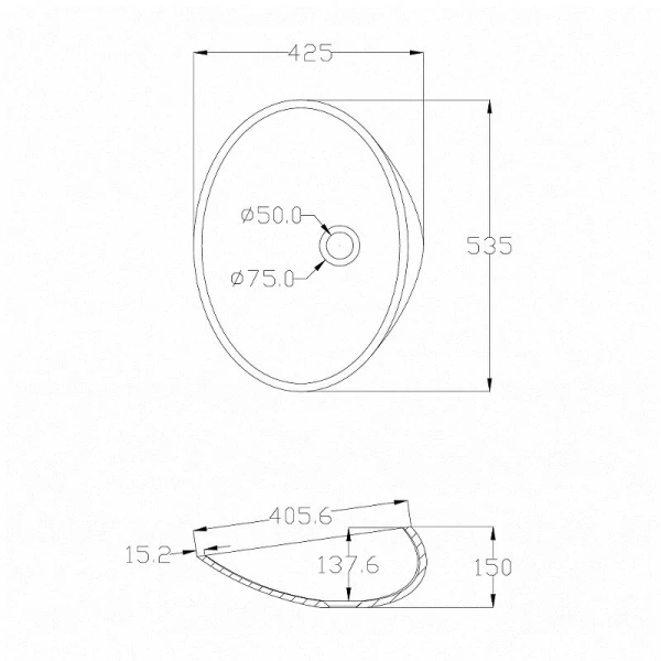 Раковина Abber Kristall AT2812 53 см прозрачная Hanex