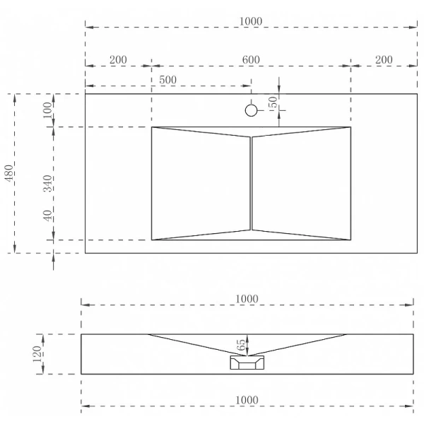 Раковина Abber Stein 100 см белая матовая AS2641 Hanex