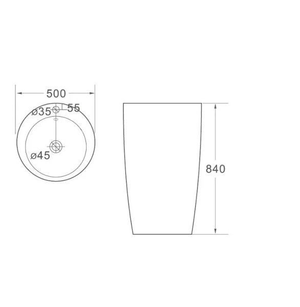 Раковина напольная SantiLine 50 см черная матовая SL-4004MB Hanex