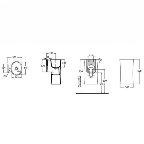 Раковина Azzurra Nativo 35 см овальная LALS035370N0BI/(NAT200/0bi)*0 Hanex