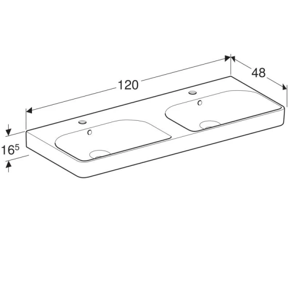 Раковина Geberit Smyle Square 120 см двойная 500.223.01.1 Hanex