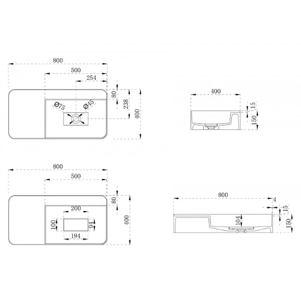 Раковина Abber Stein 80 см белая матовая AS2627-0.8 Hanex