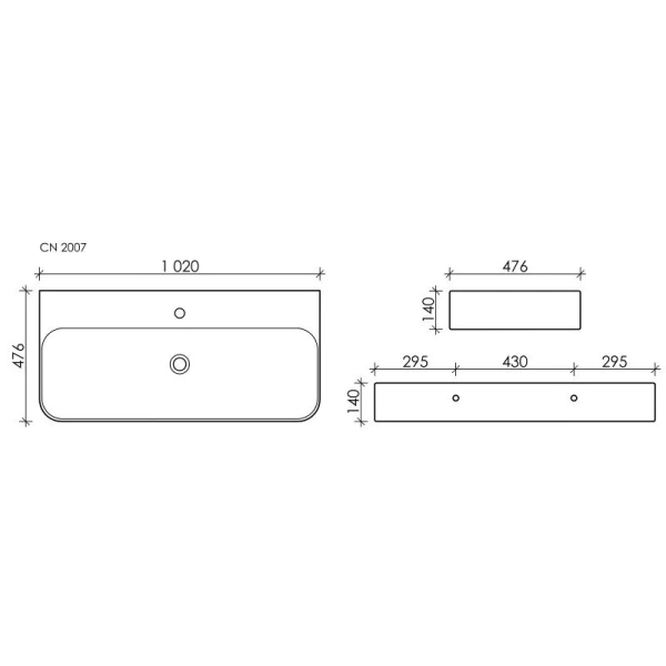 Раковина Ceramica Nova Aura 102 см белая CN2007 Hanex