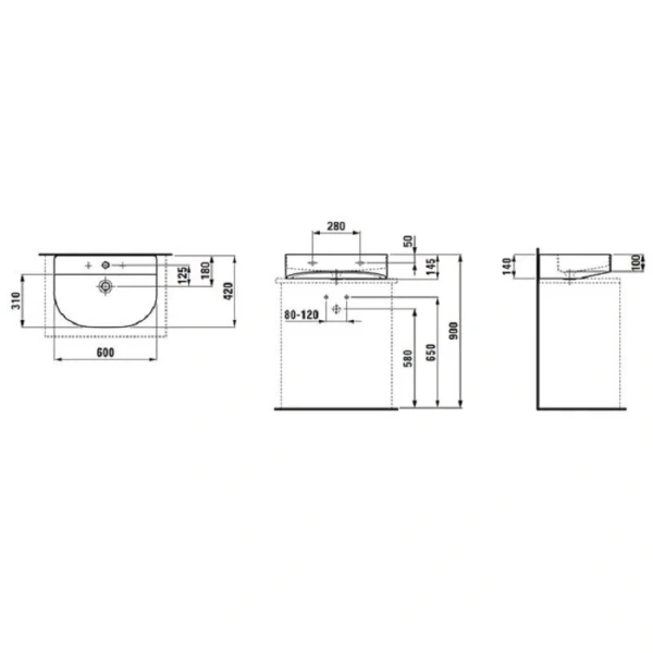 Раковина Laufen Sonar 60 см белая 8.1634.2.000.104.1 Hanex