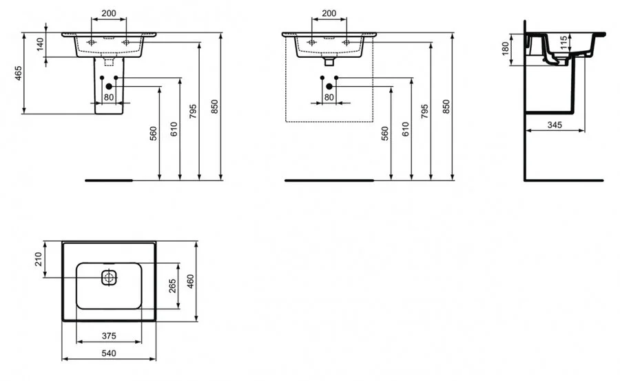 Раковина Ideal Standard Strada II 54 см без отверстия под смеситель T363201 Hanex