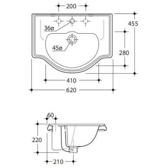 Раковина Migliore Bella 62 см белая керамика 20603 Hanex