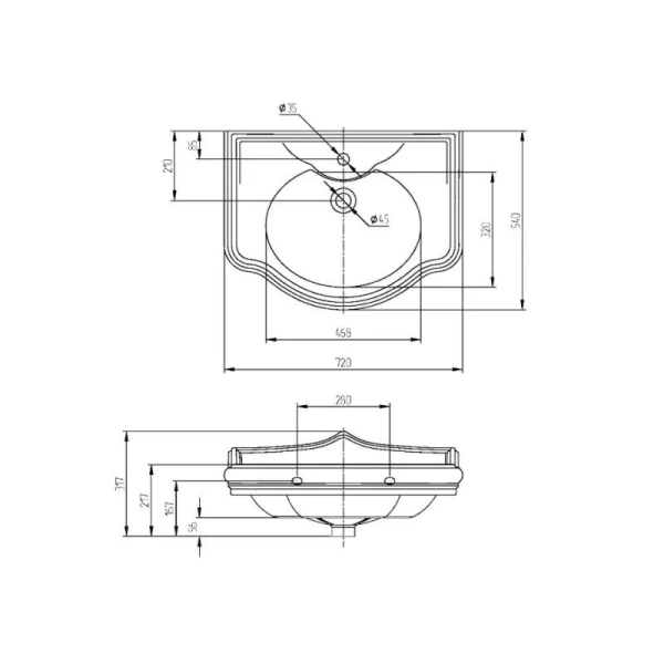 Раковина Migliore Impero 27778 72 см белая