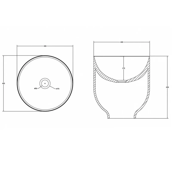 Раковина Abber Stein 40 см белая матовая AS2618 Hanex