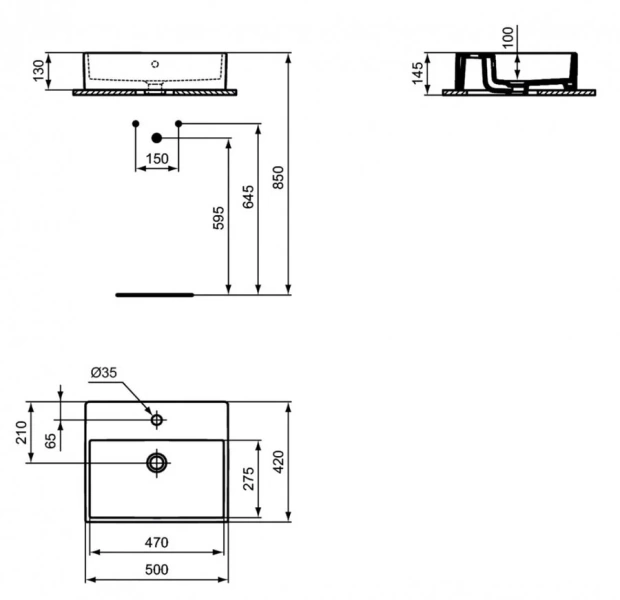 Раковина Ideal Standard Strada 50 см прямоугольная K081601 Hanex