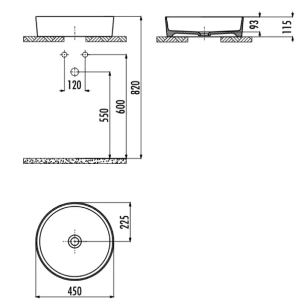 Раковина Creavit Loop 45 см черная LP145-00SM00E-0000 Hanex