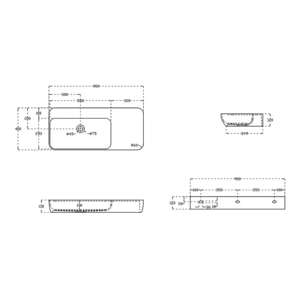 Раковина Vincea 90 см белая матовая VWB-6S590MW Hanex