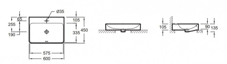 Раковина Jacob Delafon Vox 60 см накладная EVD112-00 Hanex