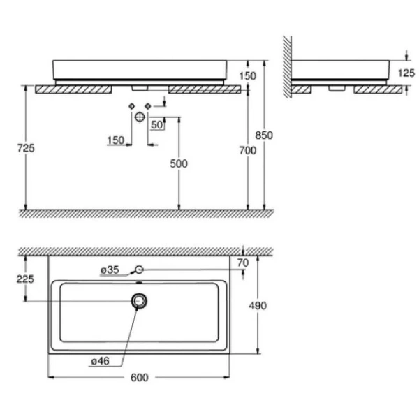 Раковина Grohe Cube Ceramic 60 см накладная 3947700H Hanex