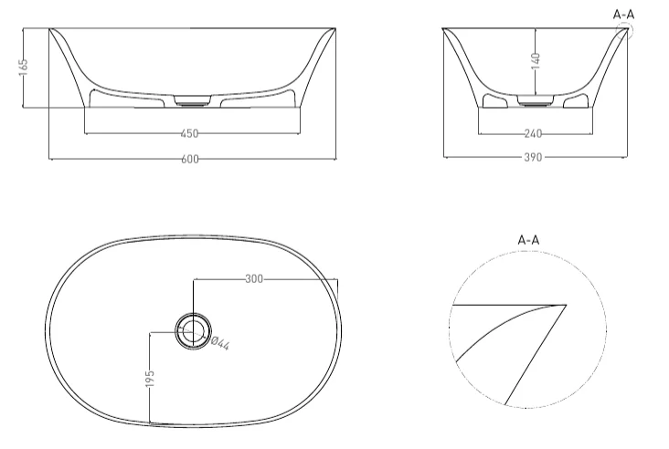 Раковина Salini Mona 60 см белый матовый 110821M Hanex