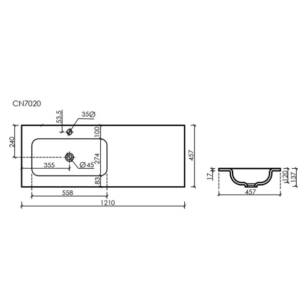 Раковина Ceramica Nova Grace 121 см левая CN7020 Hanex