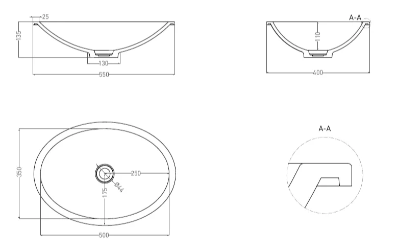 Раковина Salini Marea 11 55 см белая матовая 1802211M Hanex