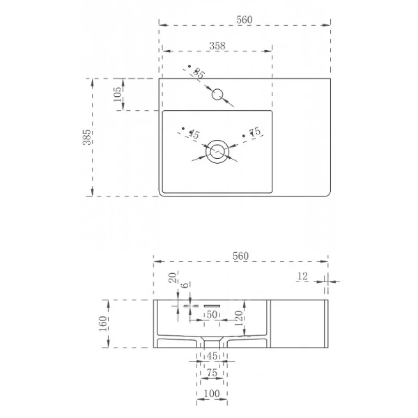 Раковина Abber Stein AS2644 56 см белая матовая Hanex