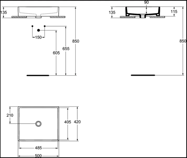 Раковина Ideal Standard Strada 50 см без перелива, белый K077601 Hanex