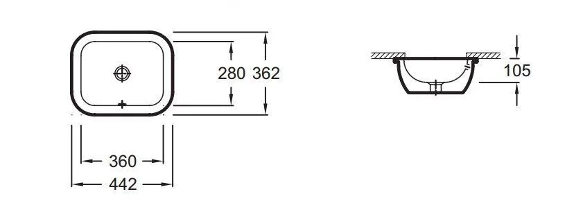 Раковина Jacob Delafon Vox 44 см встраиваемая EYC102-00 Hanex