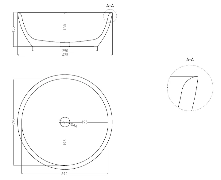 Раковина Salini Alda 02 42 см без донного клапана 1102110G Hanex