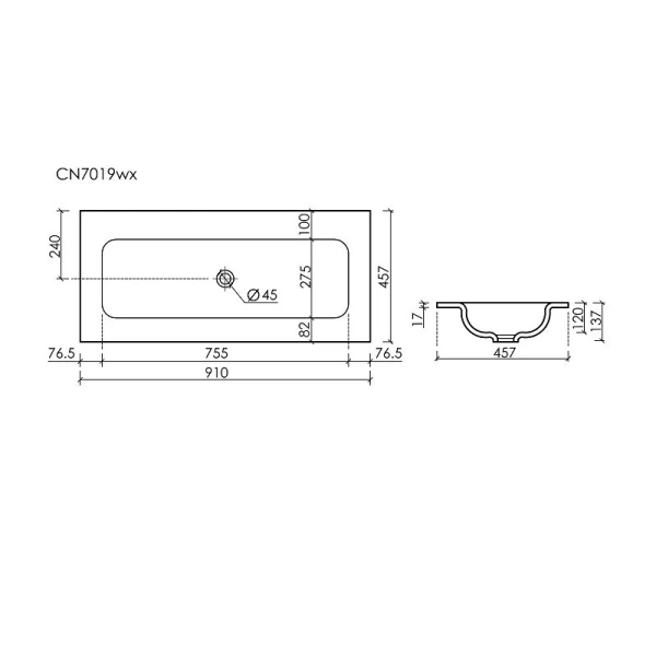 Раковина Ceramica Nova Grace 91 см черная матовая CN7019MBwx Hanex