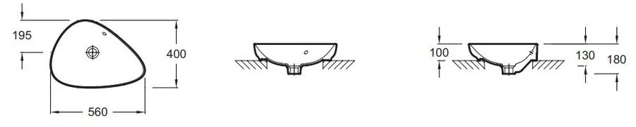 Раковина Jacob Delafon Nouvelle Vague 56 см на столешницу EVI102-00 Hanex