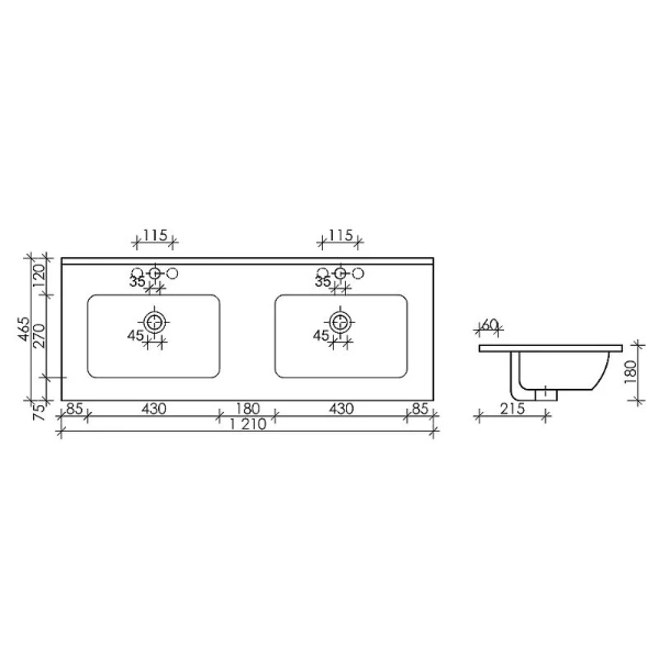 Раковина Ceramica Nova Element CN7004 121 см прямоугольная Hanex