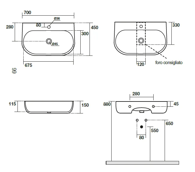 Раковина Kerasan Nolita 5341 60 см