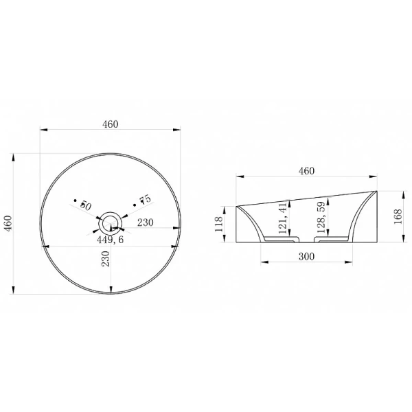 Раковина Abber Stein 46 см белая матовая AS2607