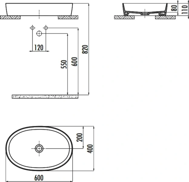 Раковина Creavit Loop 60 см овальная LP160-00CB00E-0000