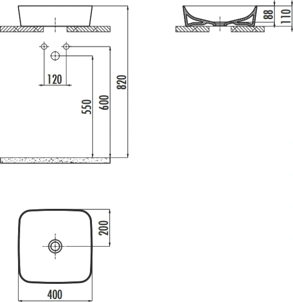 Раковина Creavit Ultra 40 см антрацит UL040-00AM00E-0000