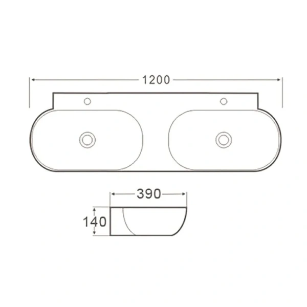 Раковина SantiLine 120 см двойная SL-2113