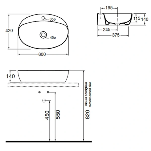 Раковина Azzurra Elegance 60 см белая ELLA060420CMBI/(ECI60M bi)*1