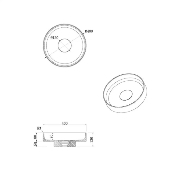 Раковина Boheme Corian 40 см белая матовая 801-MW
