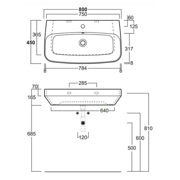 Раковина Simas Baden Baden 80 см белая BB12bi*1