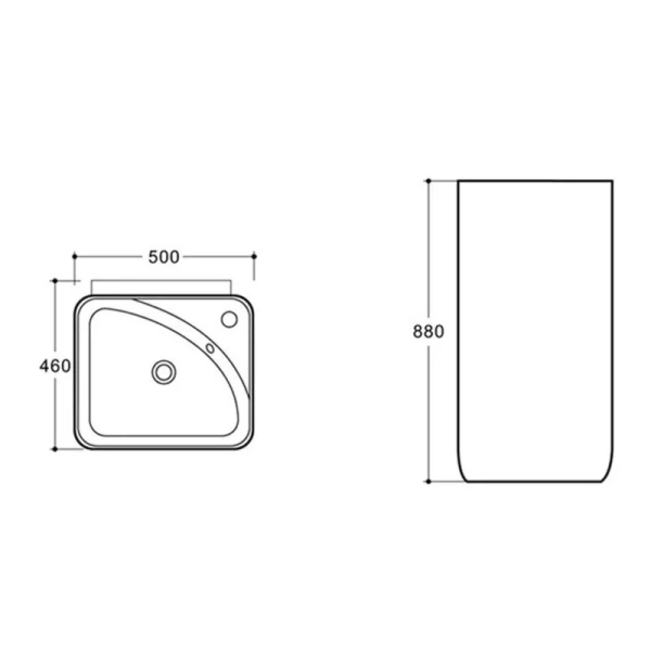 Раковина напольная Vincea 50 см белая VBS-2P202