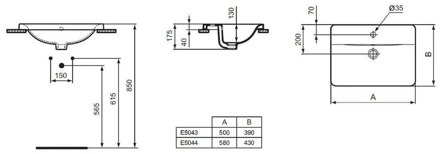 Раковина Ideal Standard Connect 58 см с 1-м отверстием под смеситель E504401