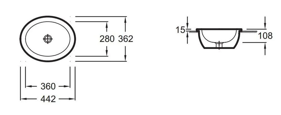 Раковина Jacob Delafon Vox 44 см встраиваемая EYJ102-00