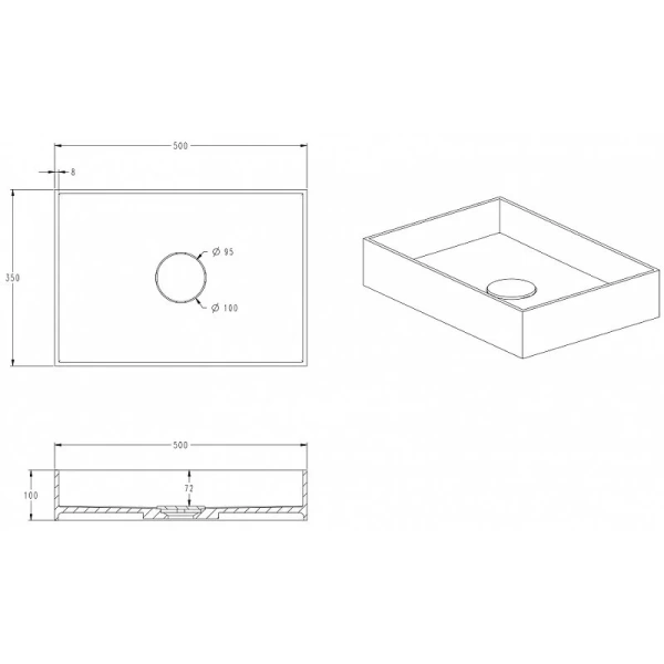 Раковина Abber Stein 50 см белая матовая AS2621