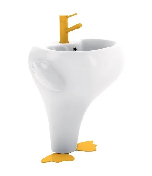 Раковина напольная Creavit Ducky 53 см белая желтые ножки DC052-00CB00E-0000