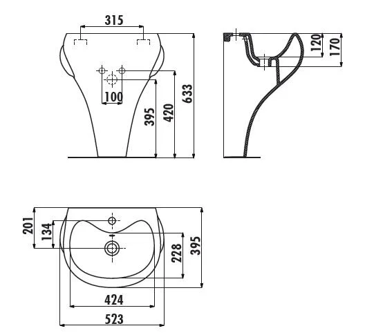 Раковина напольная Creavit Ducky 53 см белая желтые ножки DC052-00CB00E-0000
