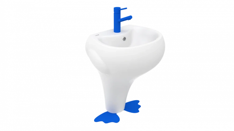 Раковина напольная Creavit Ducky 53 см белая синие ножки DC052-00CB00E-MA00