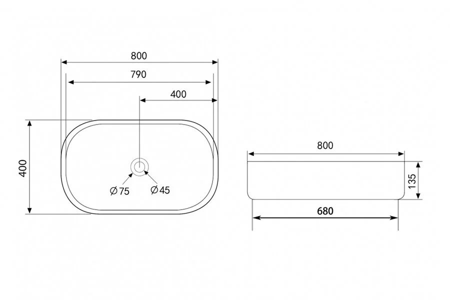 Раковина Abber Bequem 80 см белая матовая AC2110MW