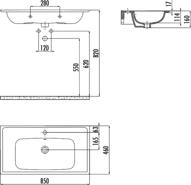 Раковина Creavit Erine 85 см белая ER085-00CB00E-0000
