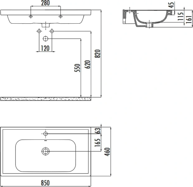 Раковина Creavit Obi 85 см белая OB085-00CB00E-0000