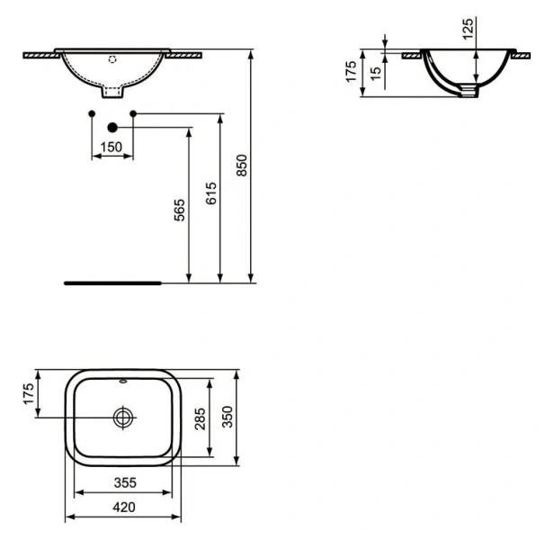 Раковина Ideal Standard Connect 42 см встраиваемая E505501